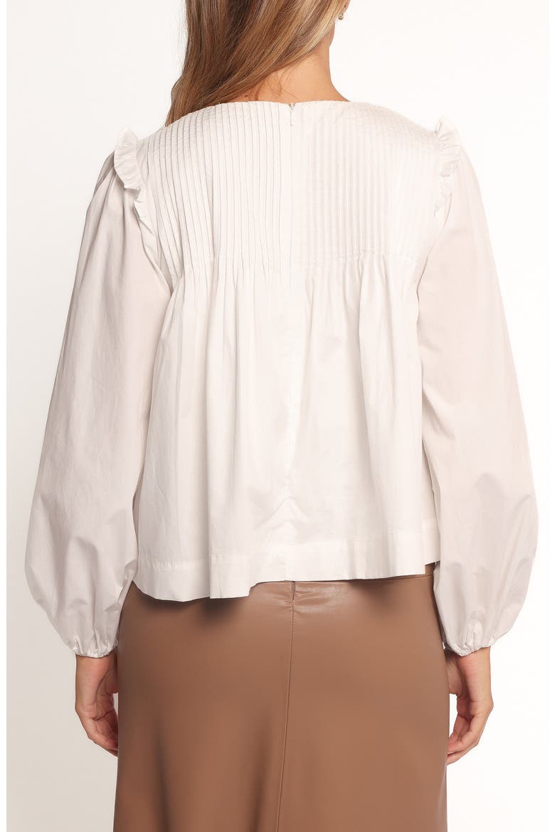 Melba Pintuck Pleat Cotton Top, Alternate, color, WHITE