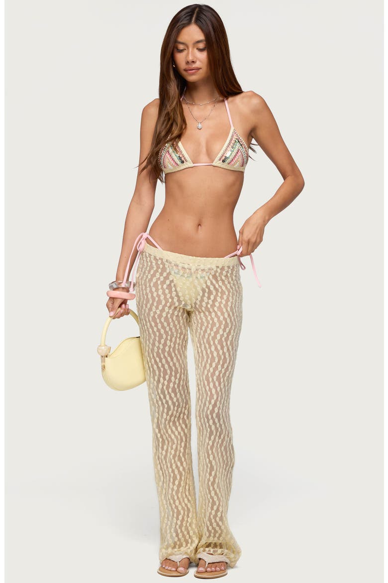 Liliette Sheer Textured Pants, Alternate, color, YELLOW