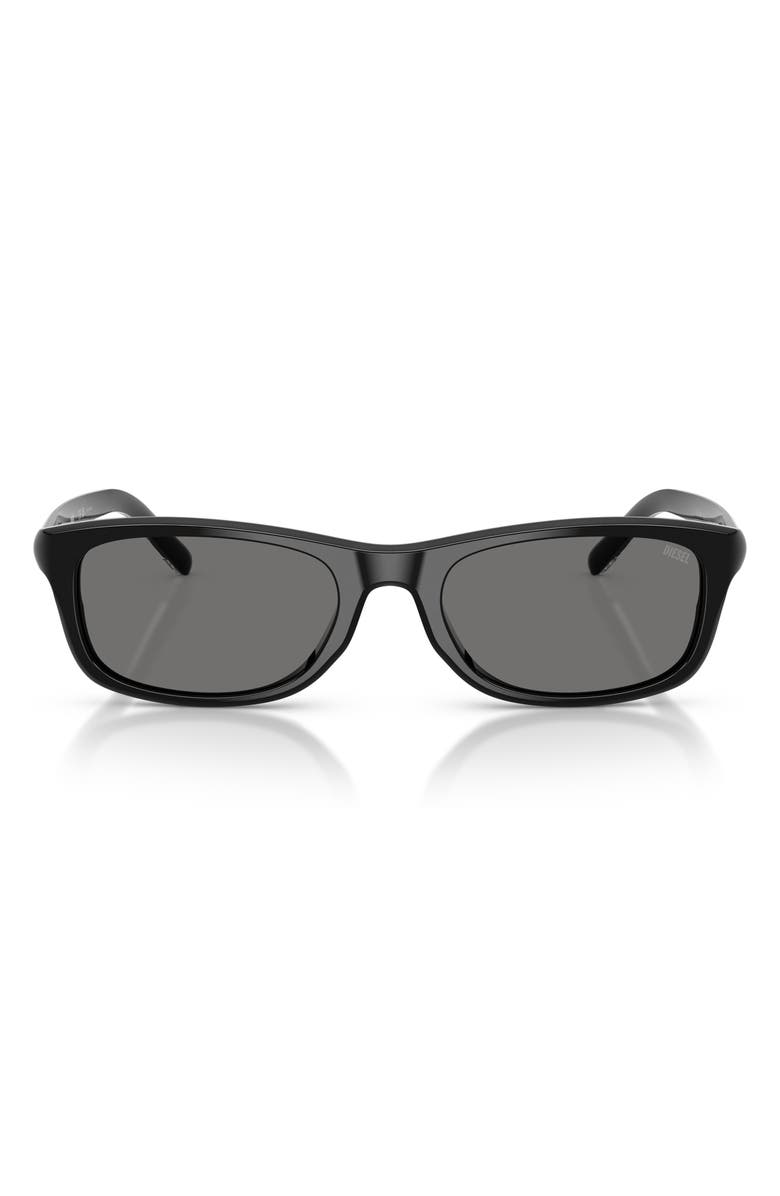 DIESEL<sup>®</sup> 54mm Polarized Rectangular Sunglasses, Main, color, Solid Black / Dark Grey Polar