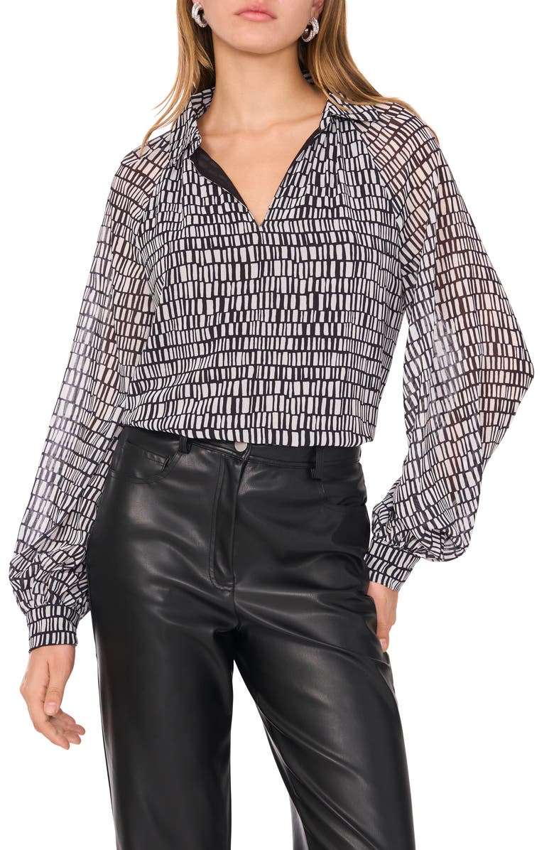 Vince Camuto Collared Popover Top, Main, color, Rich Black