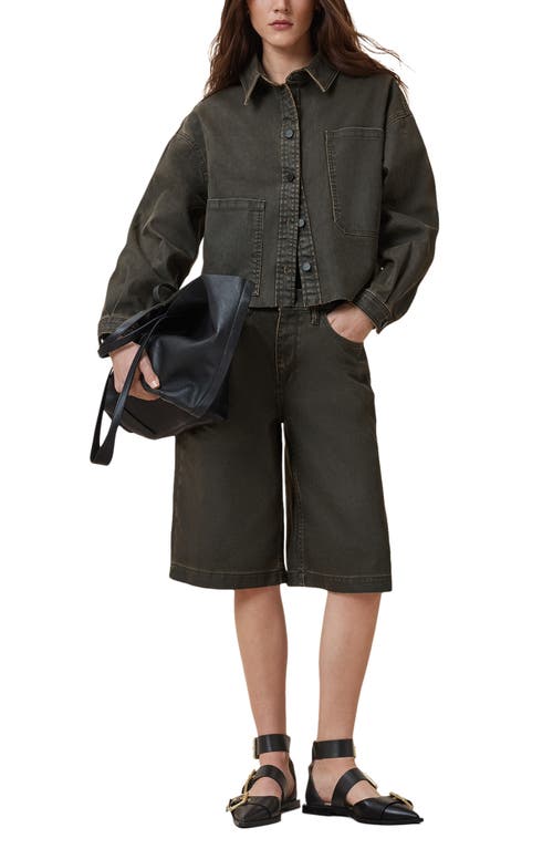 Allsaints Louie Oversize Denim Shorts In Golden Black