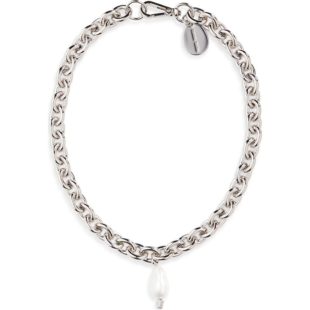 Simone Rocha Pearl Pendant Chain Necklace In Metallic