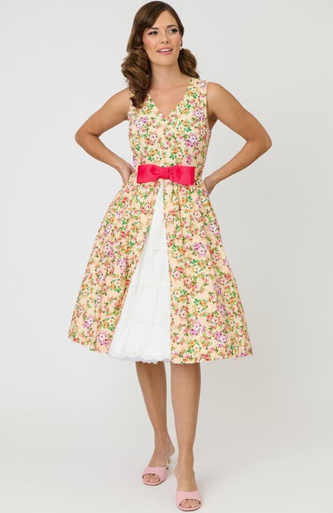 1960s Garden Party Swing Dress