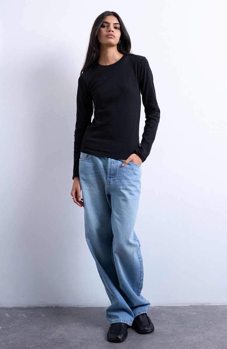 Topshop Everyday Long Sleeve Cotton T-Shirt, Alternate, color, Black