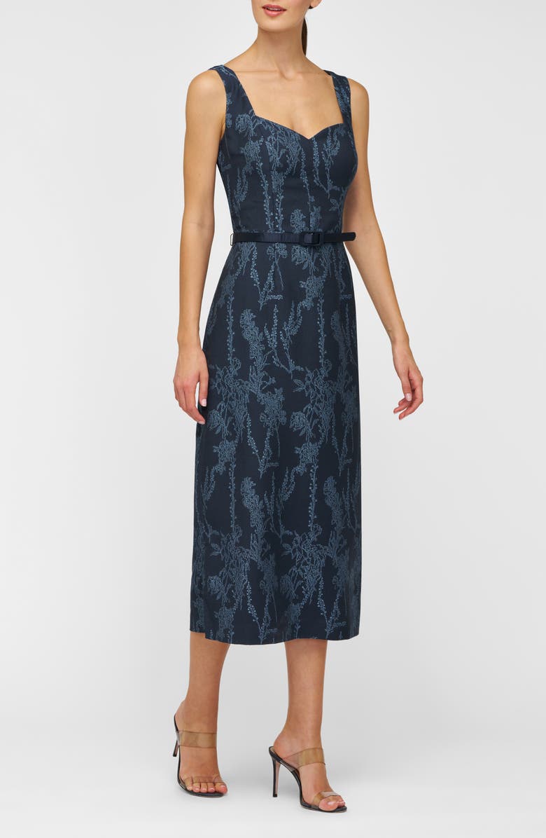 Kay Unger Drew Beaded Embroidery Cocktail Dress, Alternate, color, Dark Midnight/ Stone Blue