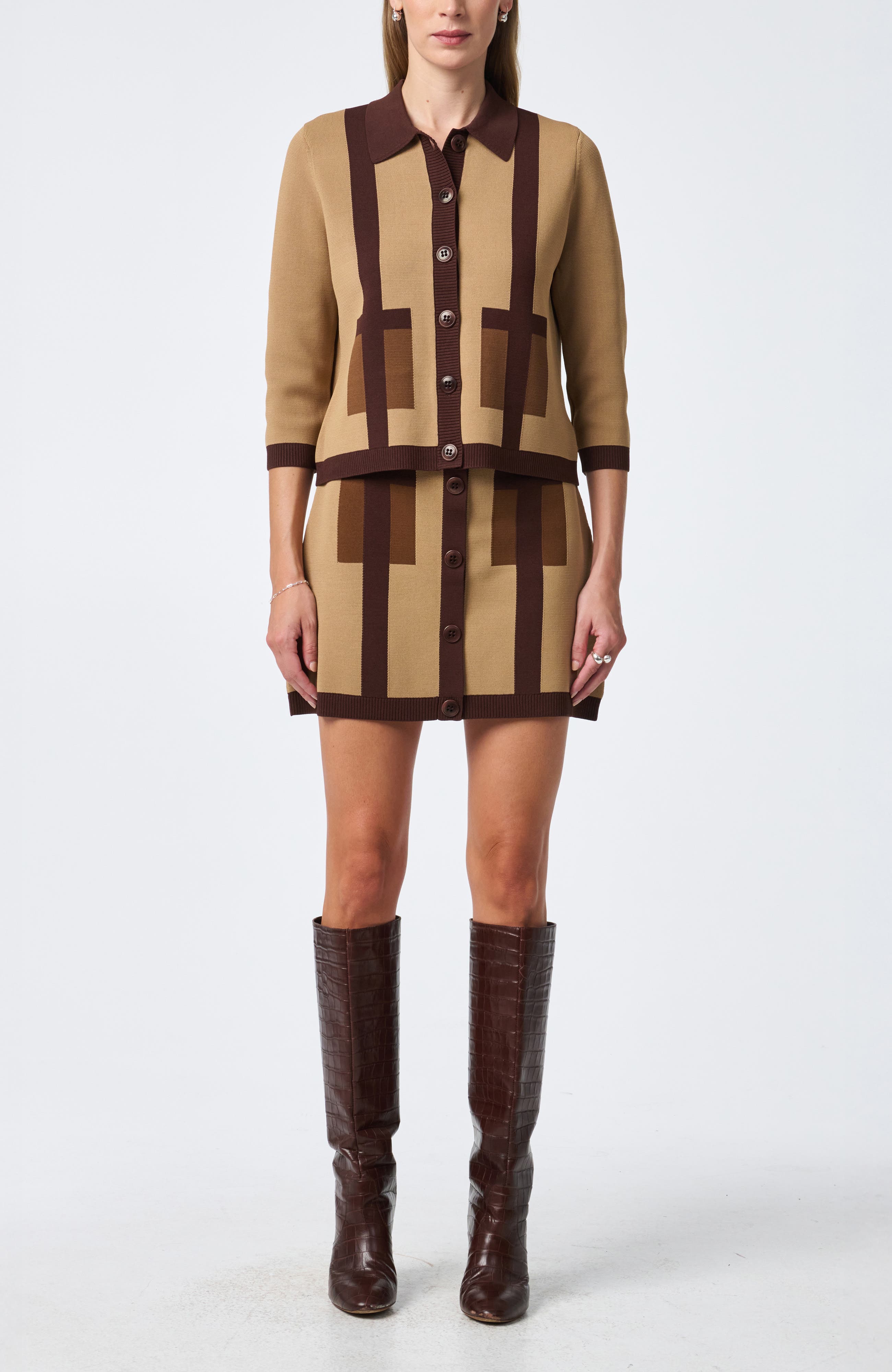 Gaia Colorblock Collared Cardigan - image 2
