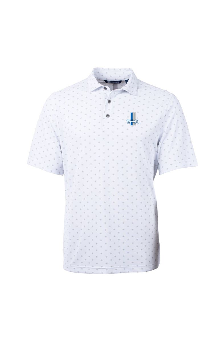 Cutter & Buck Men's Cutter & Buck White Detroit Lions Throwback Logo Virtue Eco Pique Tile Recycled Polo, Alternate, color, White