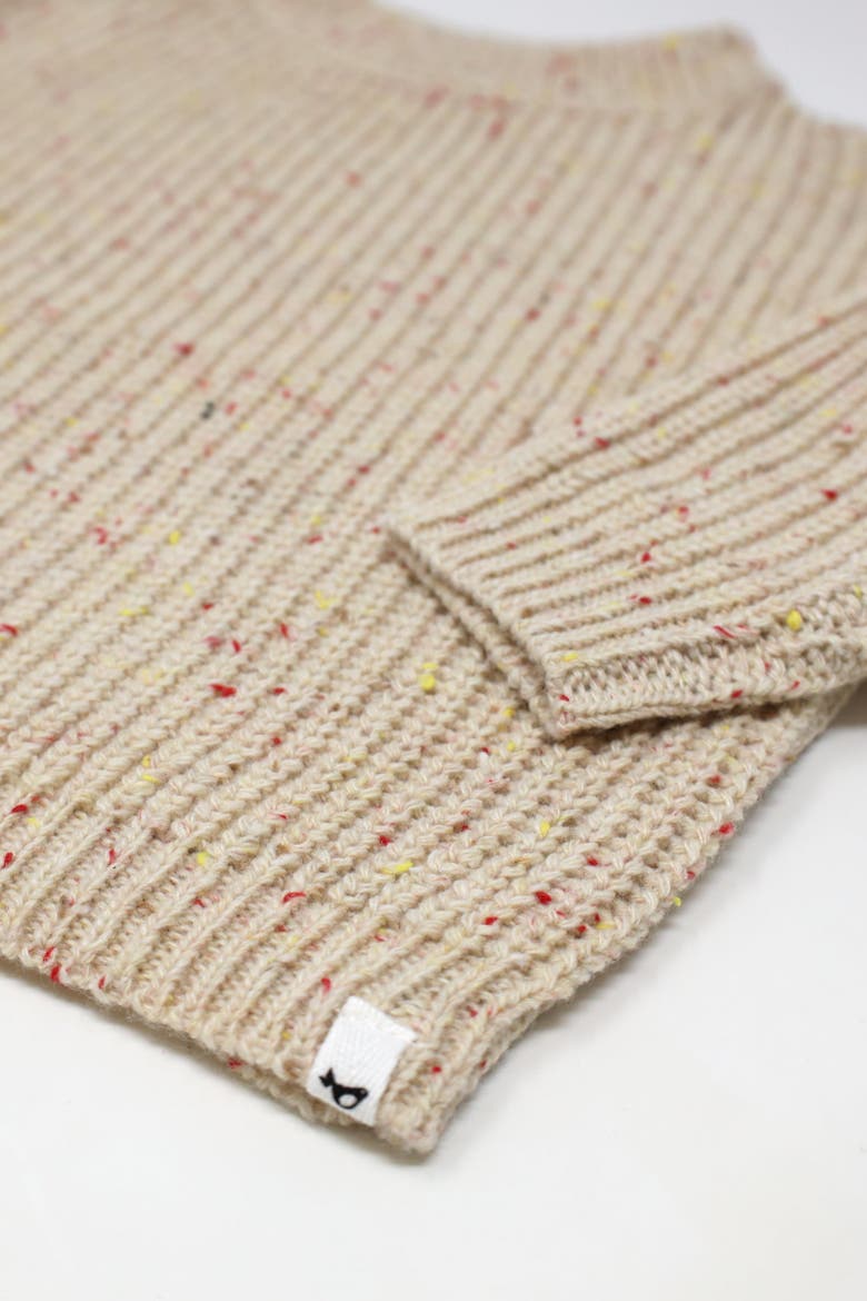 Grandpa Knitted Pullover, Alternate, color, Cream/Pink Confetti