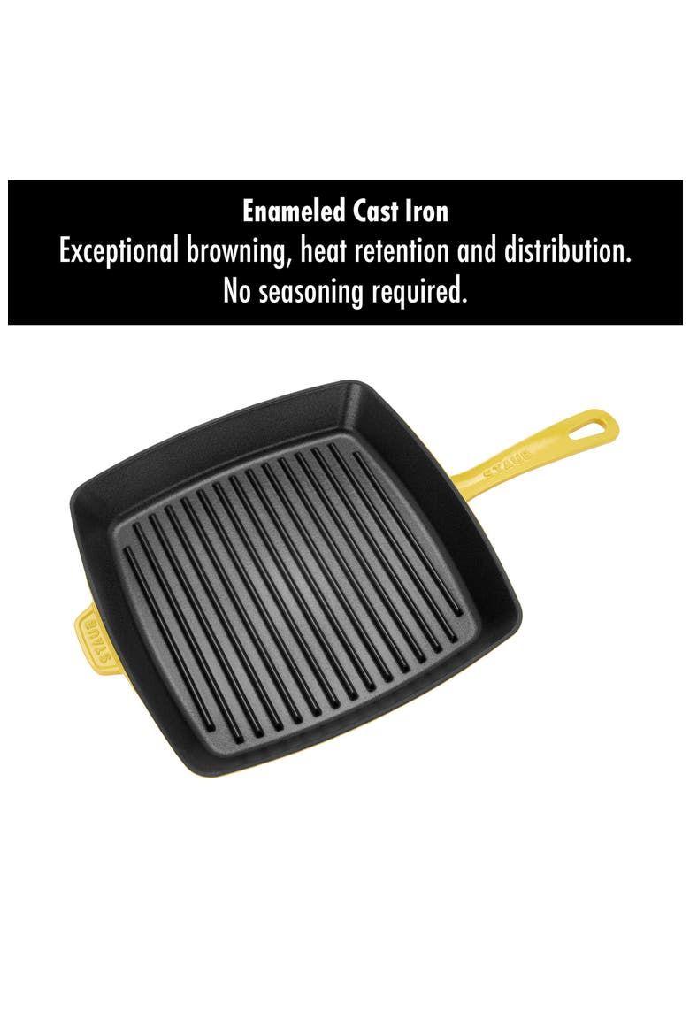 12-Inch Square Enameled Cast Iron Grill Pan, Alternate, color, CITRON