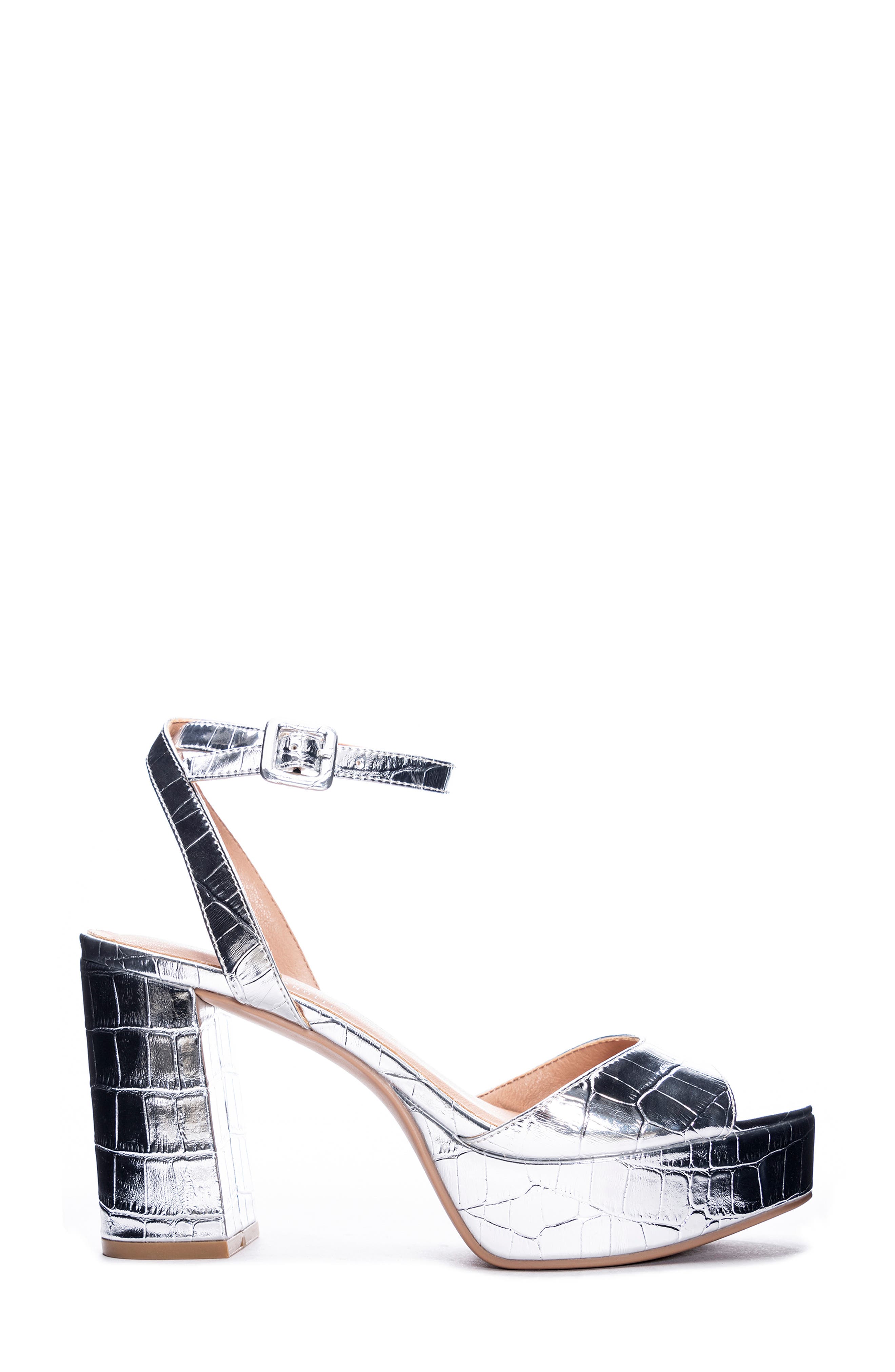 Chinese Laundry Theresa Platform Sandal, Alternate, color, Silver Patent Crocodile