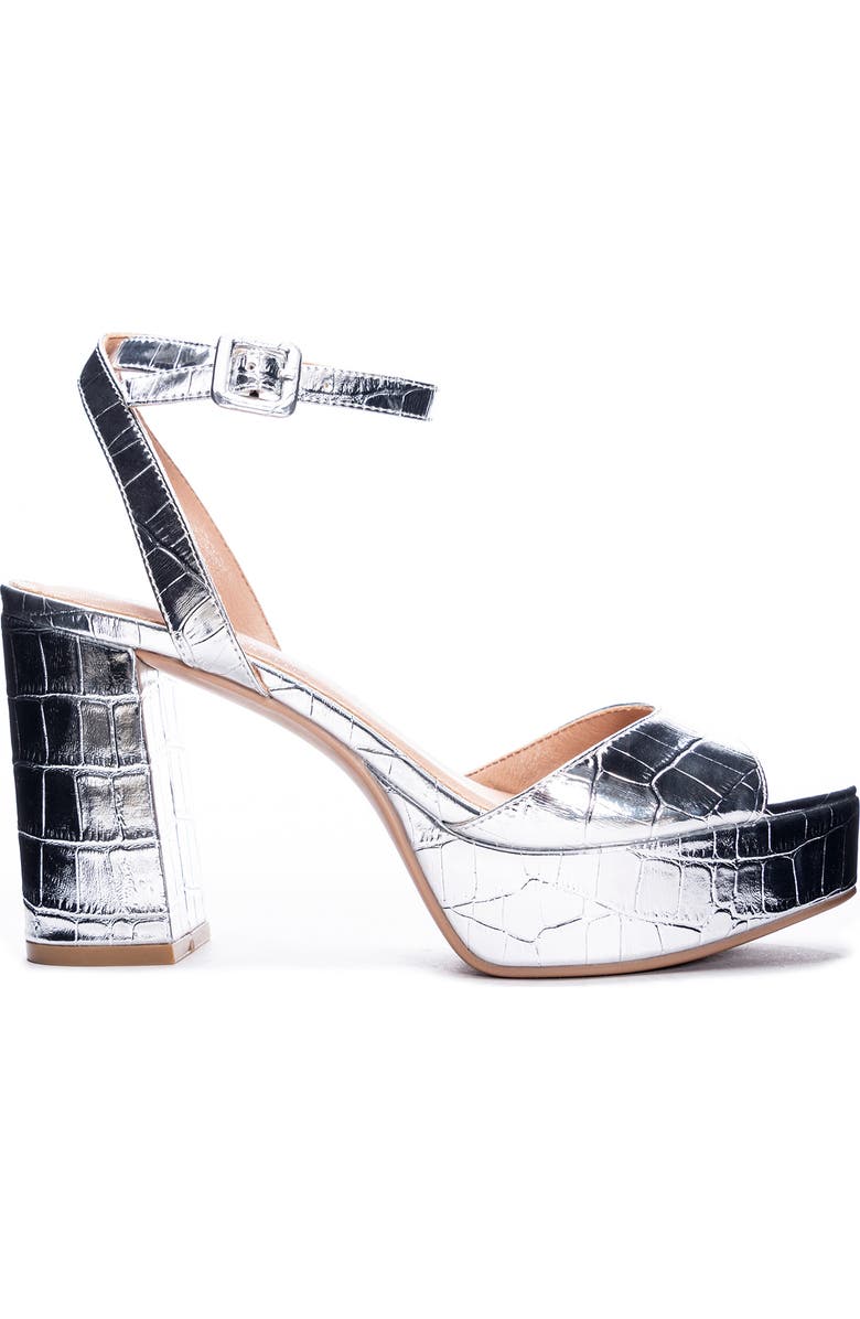 Chinese Laundry Theresa Platform Sandal, Alternate, color, Silver Patent Crocodile