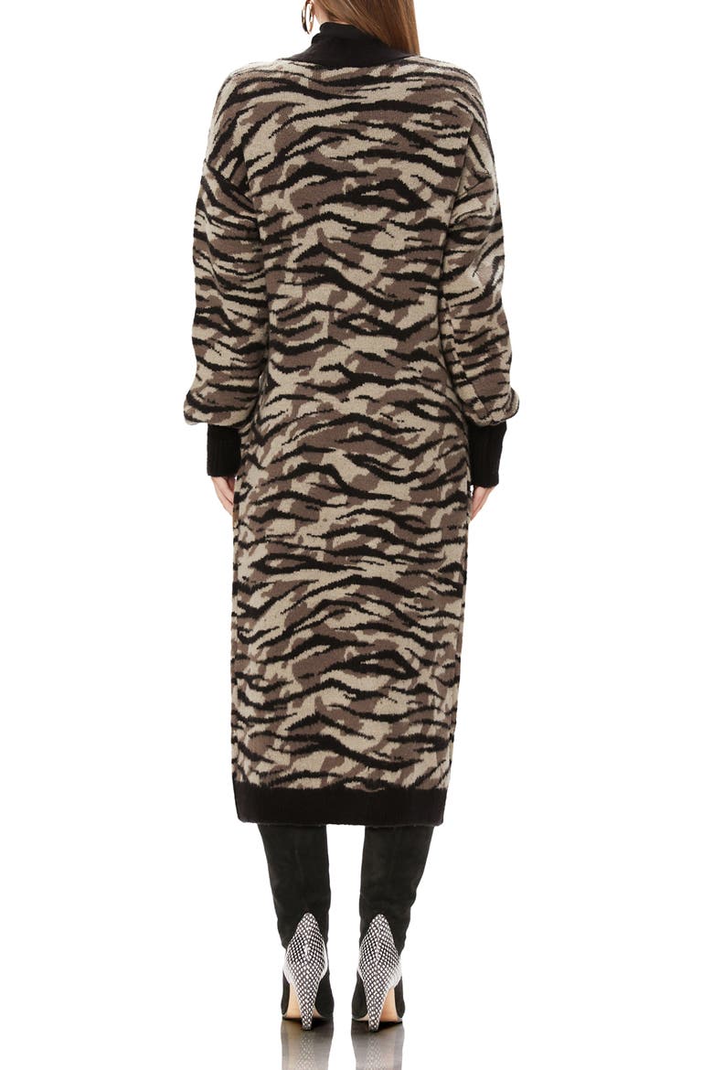 Tristan Zebra Camo Print Long Cardigan, Alternate, color, ZEBRA CAMO