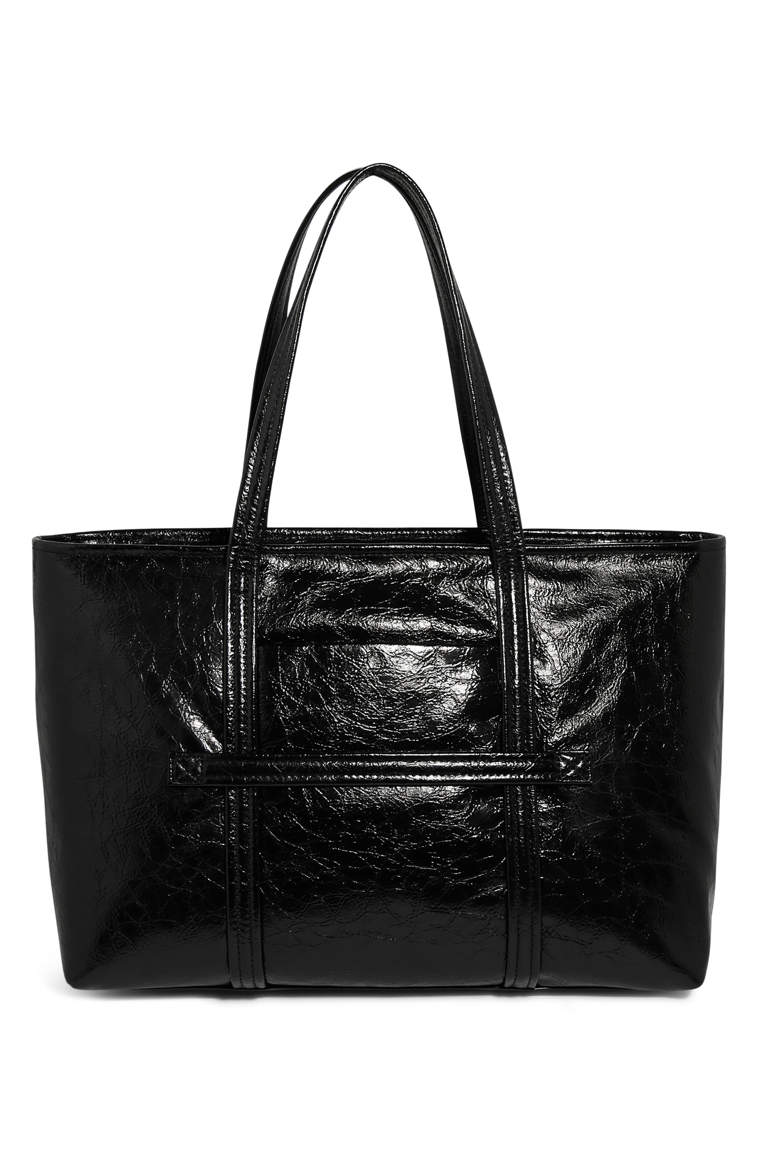 AIMEE Renegade Large Patent Leather Laptop Tote, Alternate, color, Black Crinkle