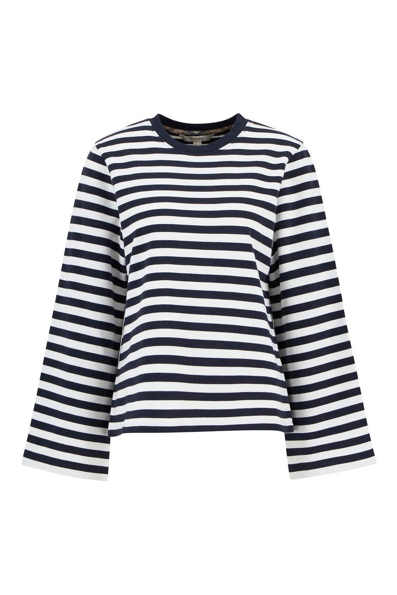 Robyn Stripe Flare Sleeve Sweatshirt, Alternate, color, DARK NAVY STRIPE
