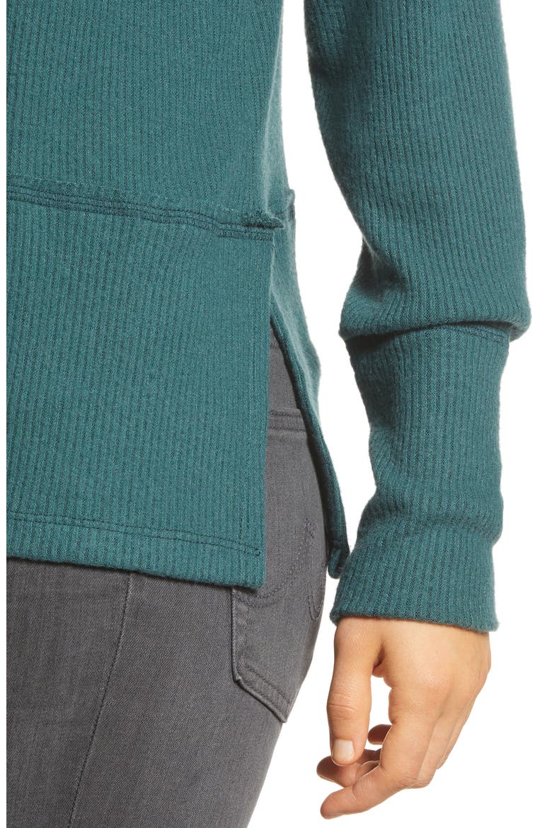 Rib Funnel Neck Sweater, Alternate, color, GREEN PONDEROSA