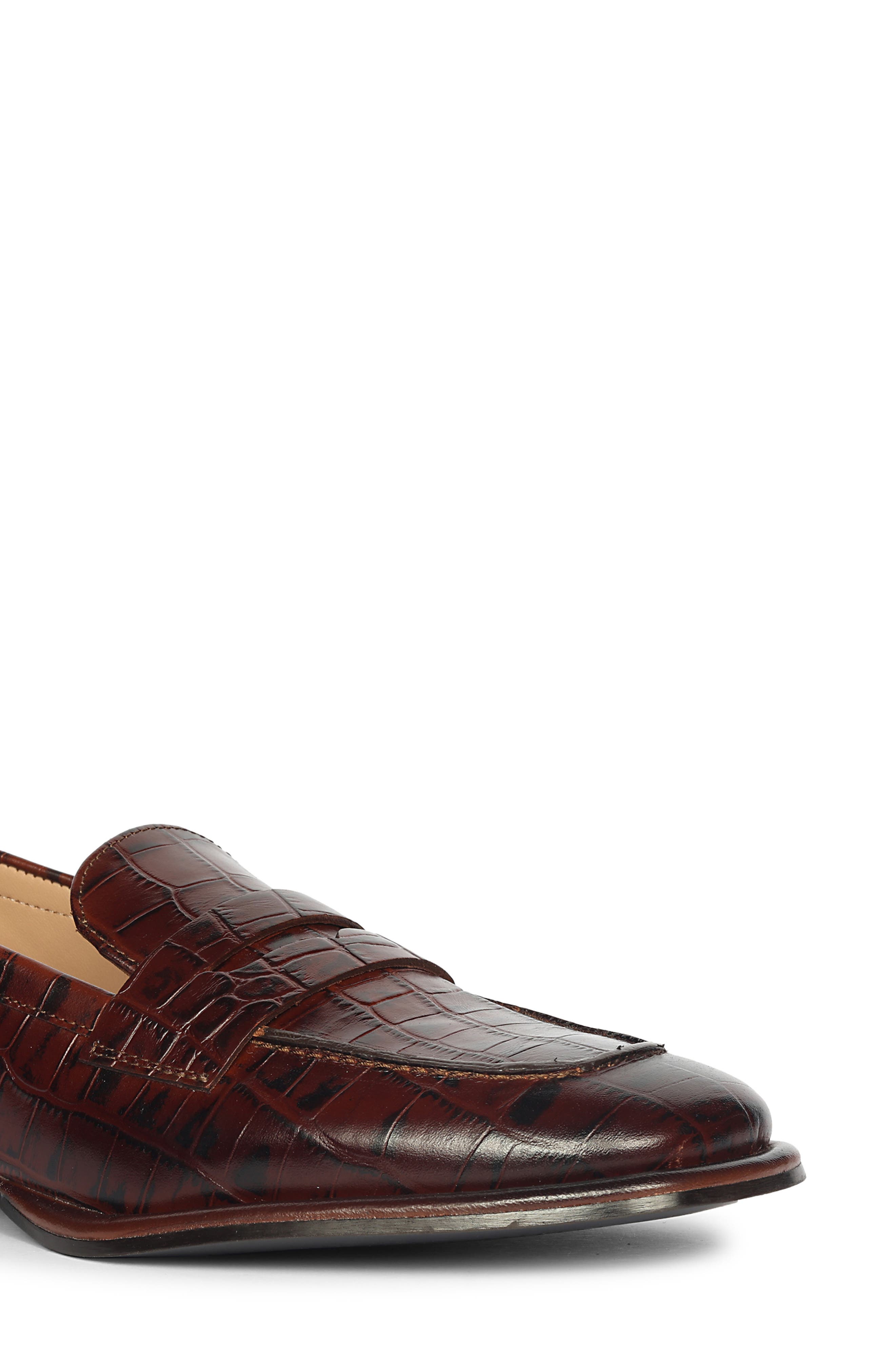 Carla Croc Embossed Loafer, Alternate, color, CHOCOLATE