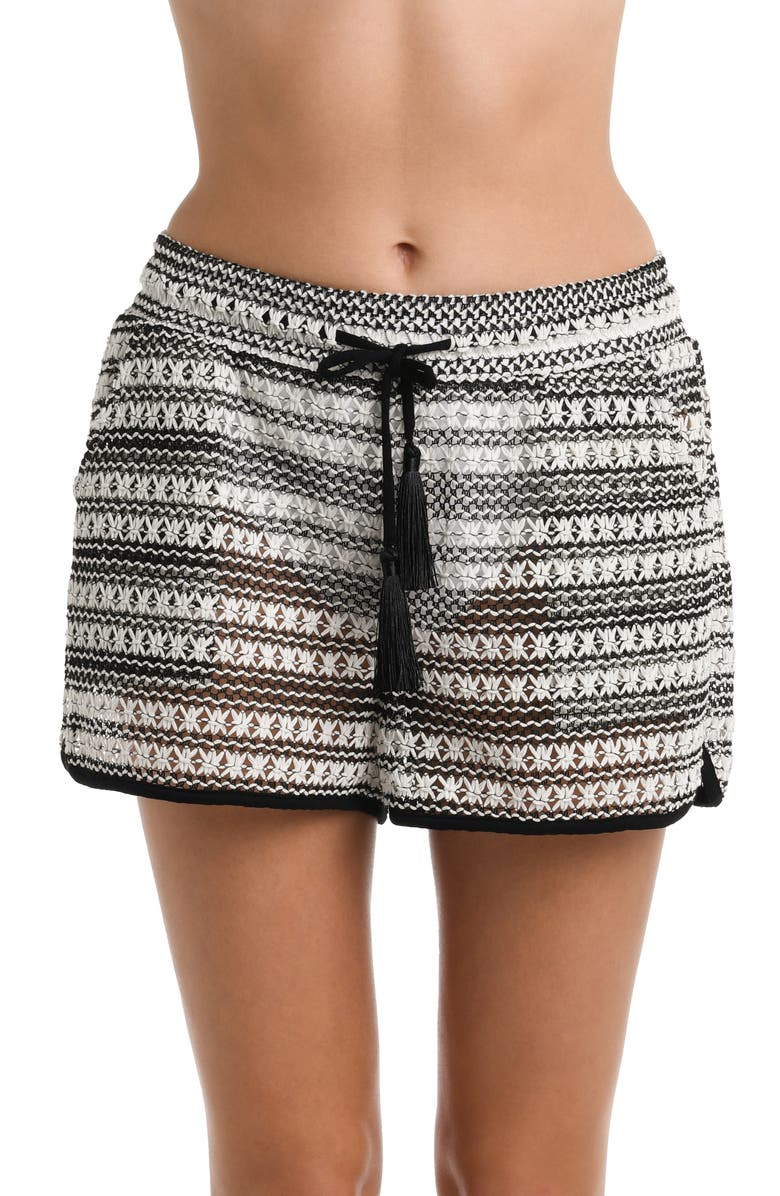 La Blanca On Shore Beach Cover-Up Crochet Shorts, Main, color, 