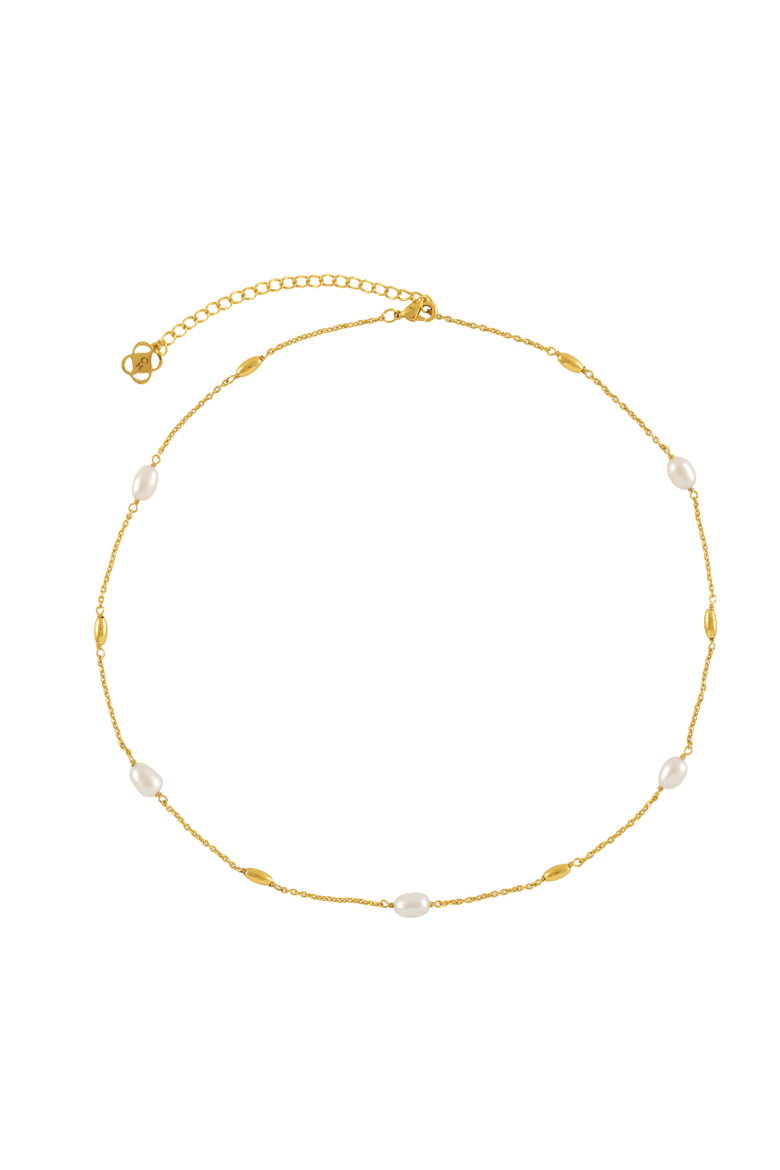 Lyra Pearl Beaded Necklace, Main, color, Gold
