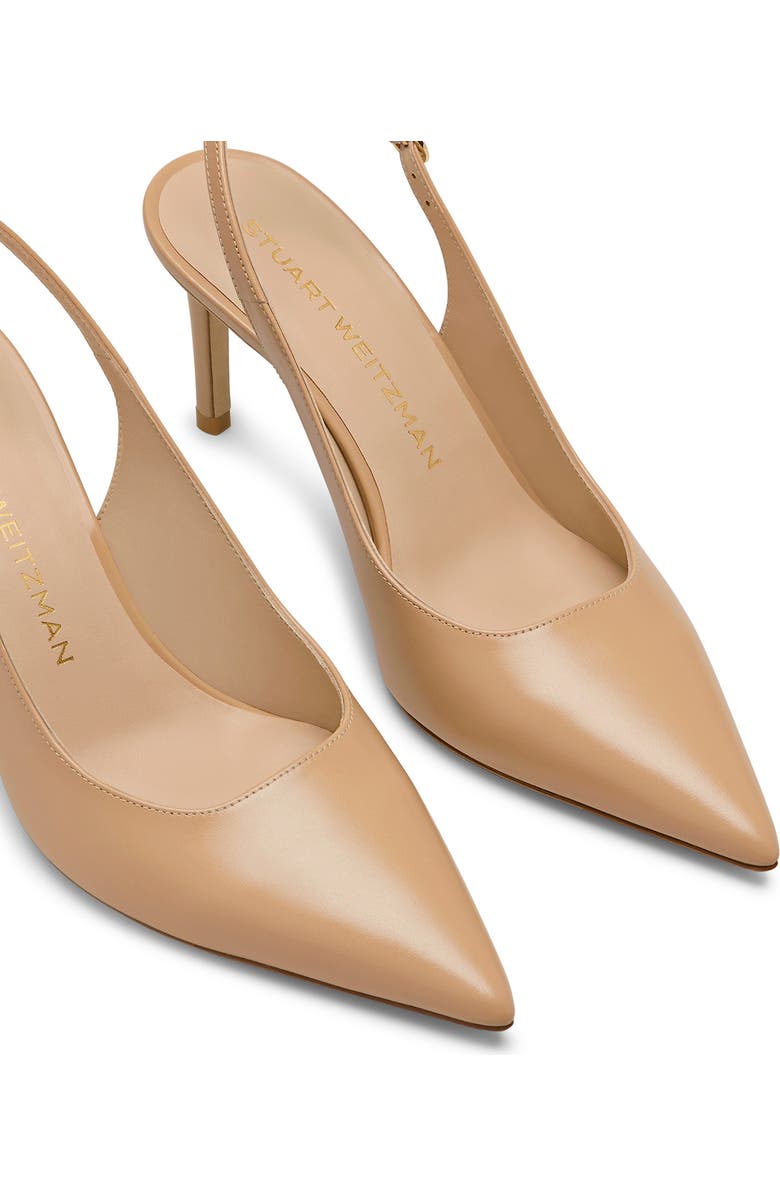 Stuart Weitzman Stuart Power 75 Pointed Toe Slingback Pump, Alternate, color, Adobe Beige