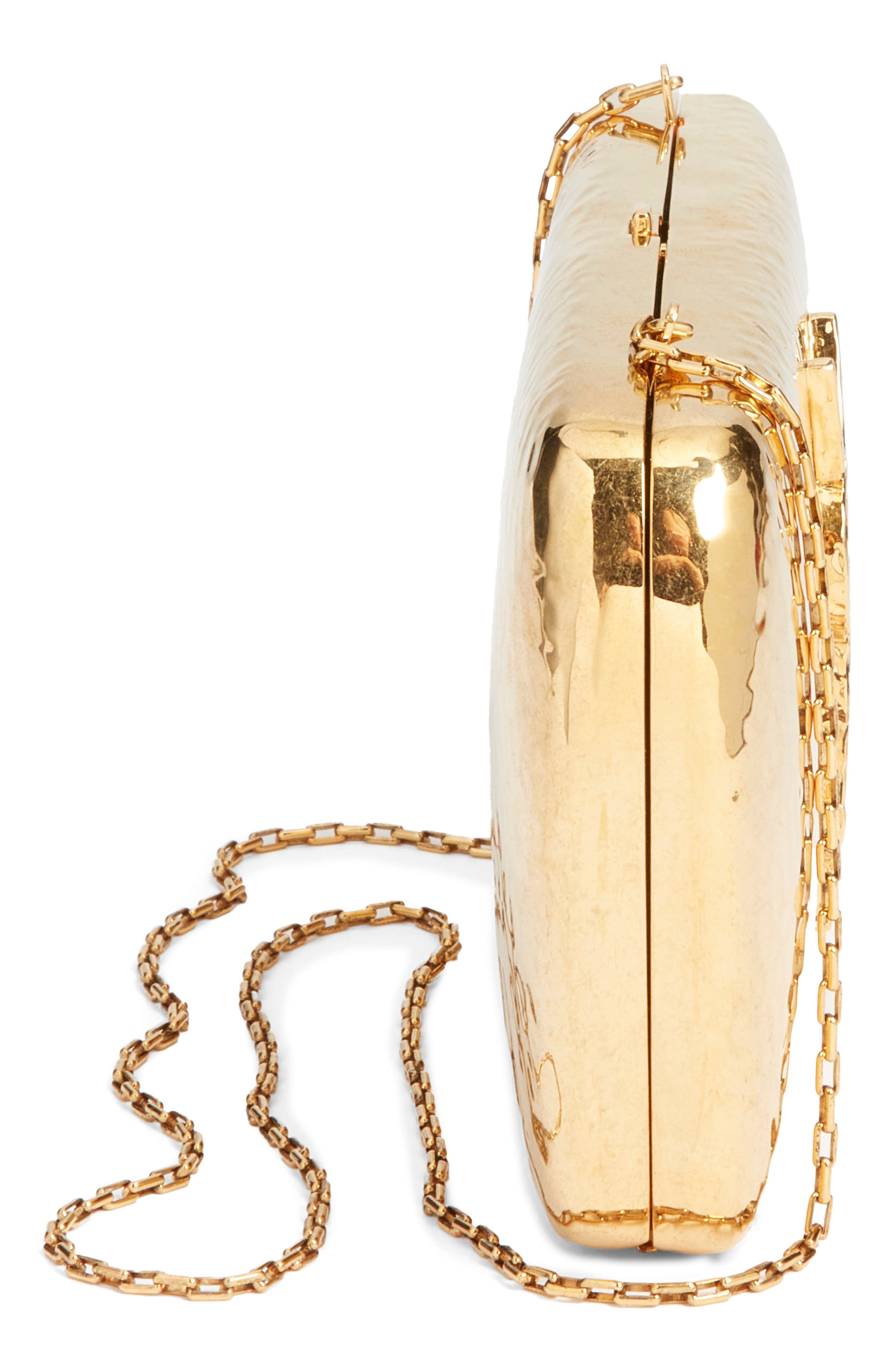Saint Laurent Metal Evening Clutch, Alternate, color, Gold