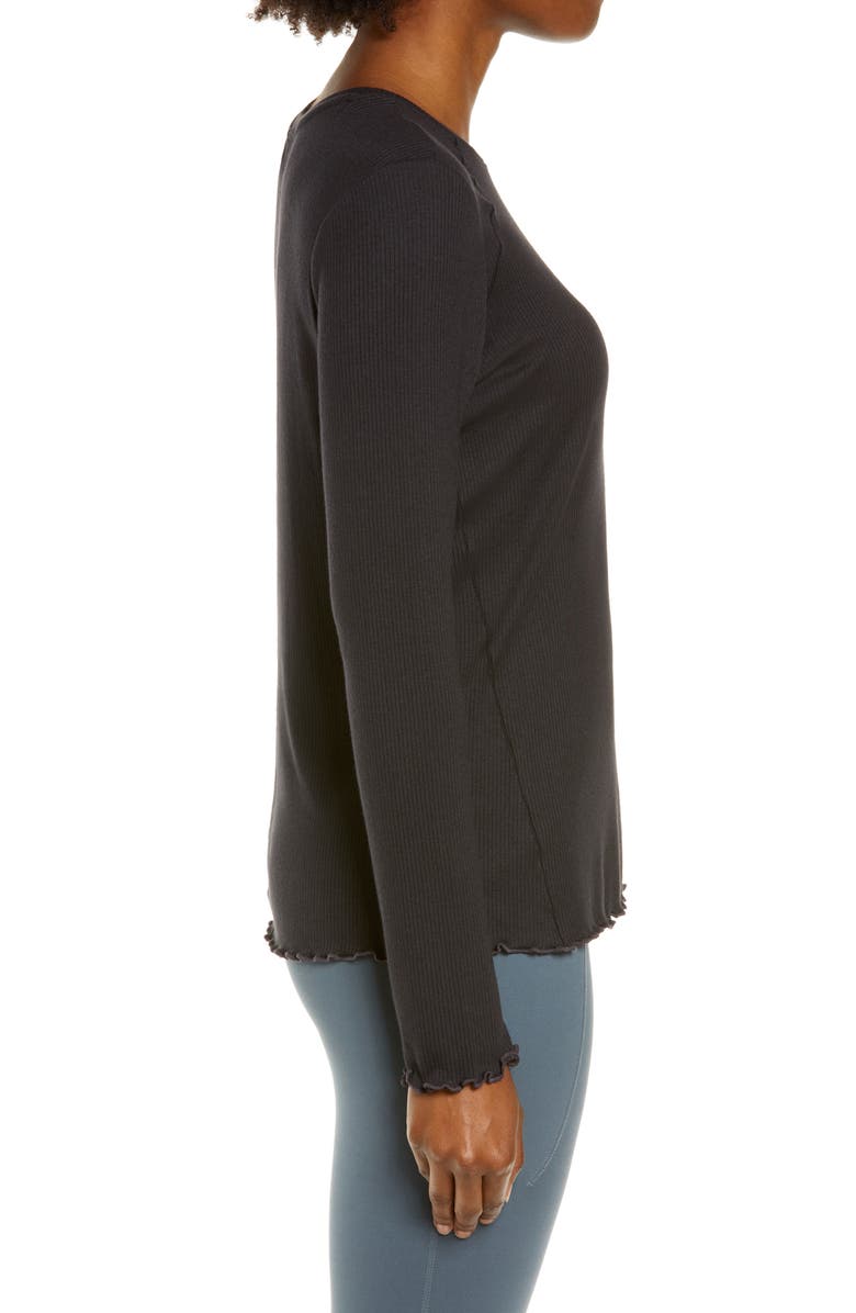 Zella Lettuce Edge Long Sleeve Rib T-Shirt, Alternate, color,