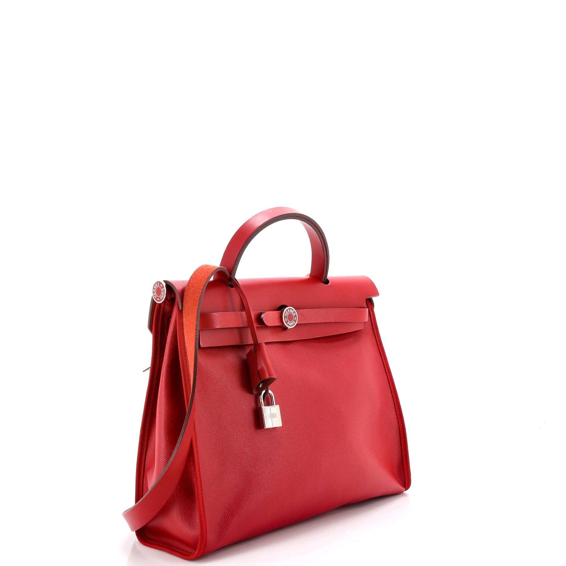 Pre-Owned Hermes Herbag Zip Berline Vache Canvas and Leather 31, Alternate, color, Rouge Piment