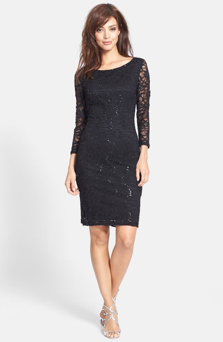 Marina Embellished Stretch Lace Sheath Dress, Alternate, color, 