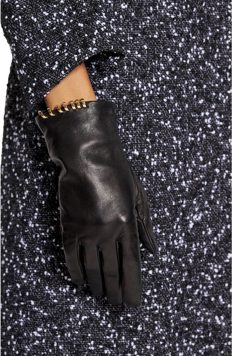 Lanvin Melodie Leather Gloves By Lanvin, Alternate, color, Black