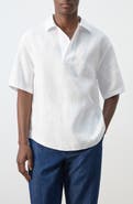 MANGO Solid Slub Linen Polo