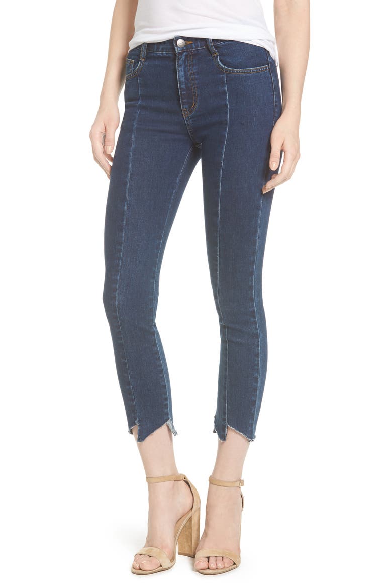 Cut Edge Skinny Jeans, Main, color, DARK INDIGO BLUE
