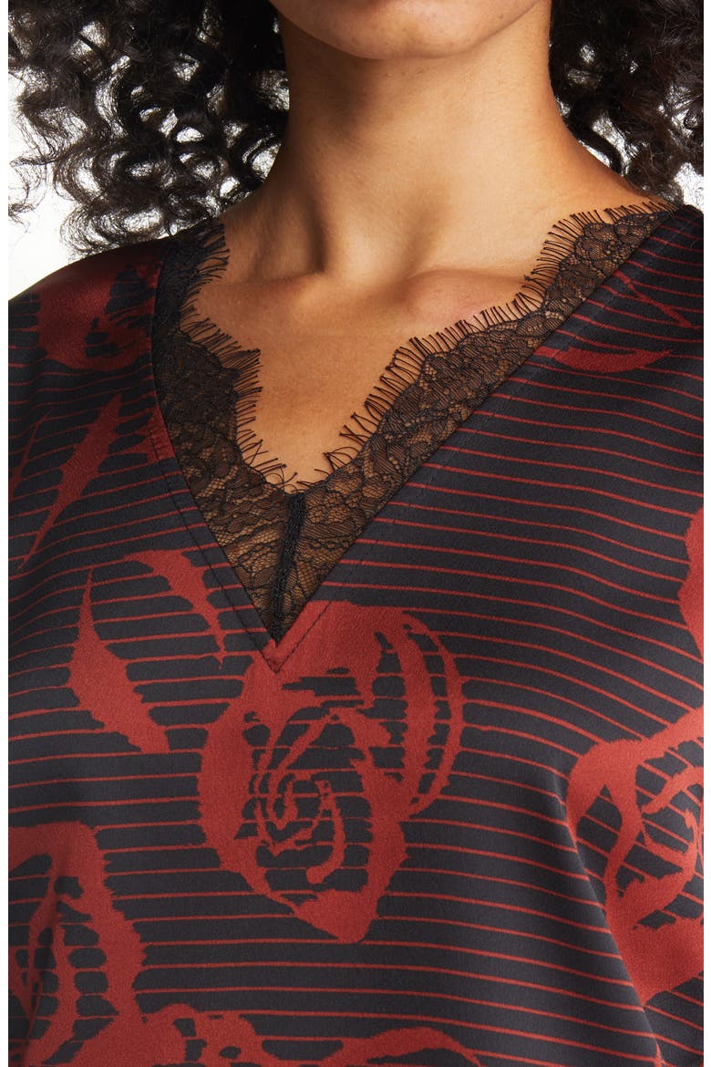 Women's Lace Trim Sleeveless Blouse, Alternate, color, BLACK- BURGUNDY ROSETTE STRIPE