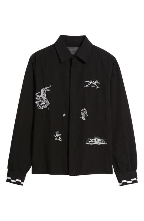 Live Life with Ease Embroidered Button-Up Shirt