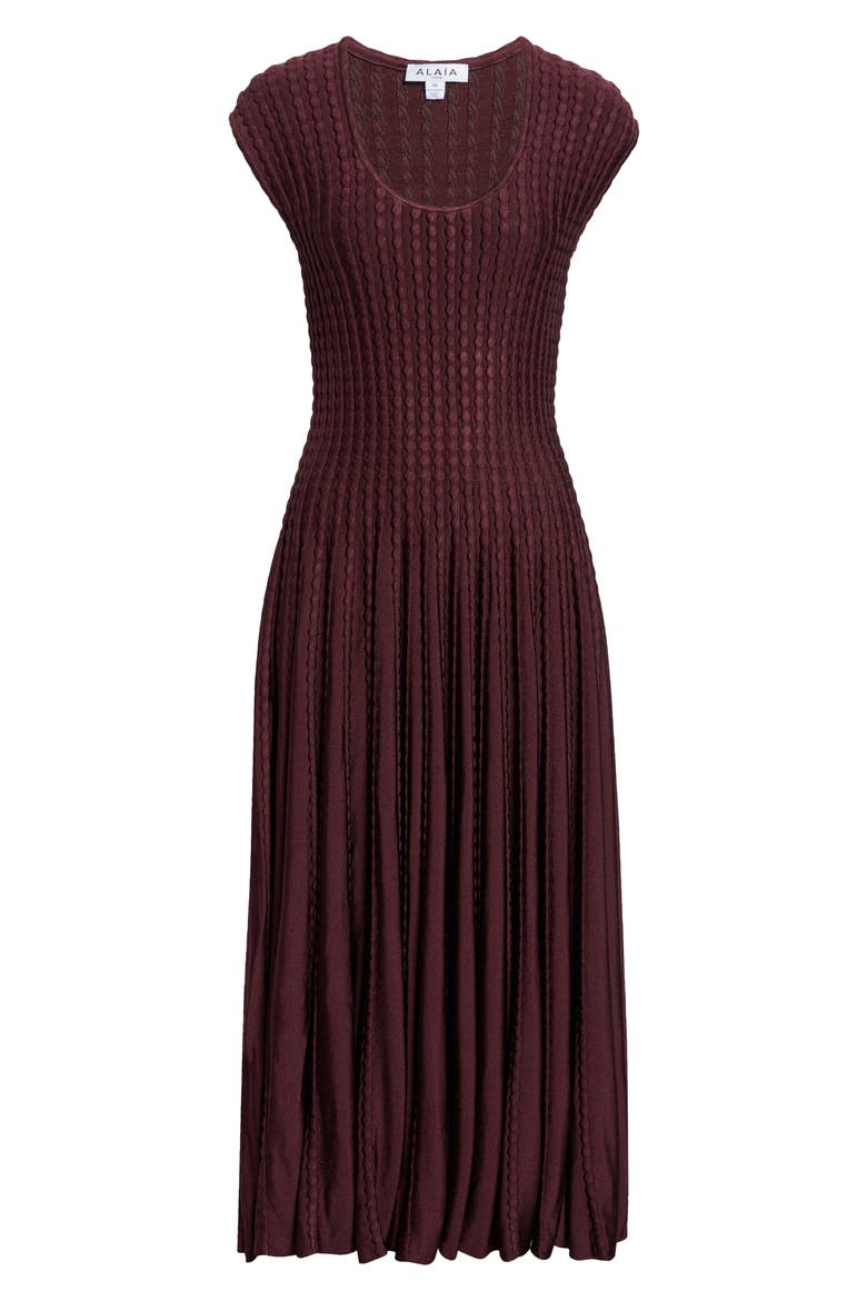 Flared Bead Stitch Midi Sweater Dress, Main, color, BORDEAUX