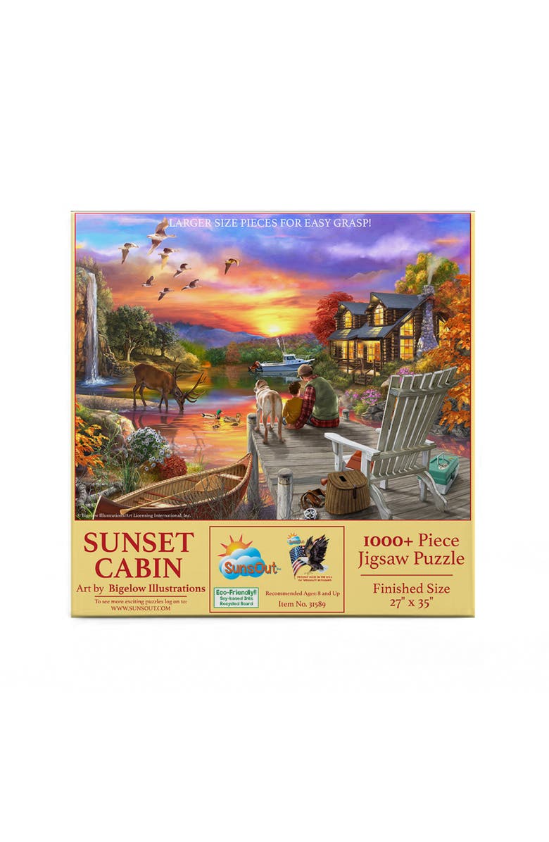 Sunsout Sunset Cabin 1000 piece Jigsaw Puzzle for Adults Large Pieces, Alternate, color, Multicolor