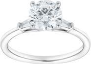 LuvMyJewelry Piper 14K White Gold Round Cut Lab Grown Diamond Tapered Baguettes Engagement Ring - 1.05 Ct