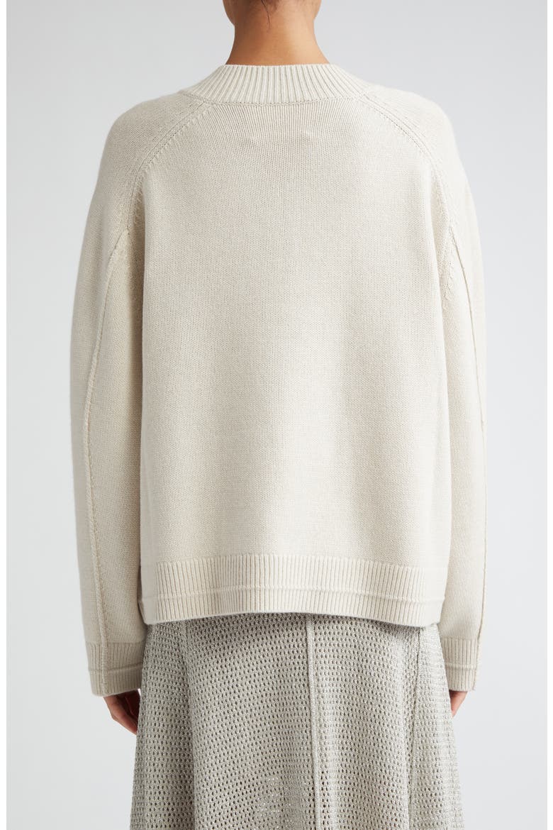 Cape Sleeve Organic Cotton & Recycled Cashmere Sweater, Alternate, color, CREMA