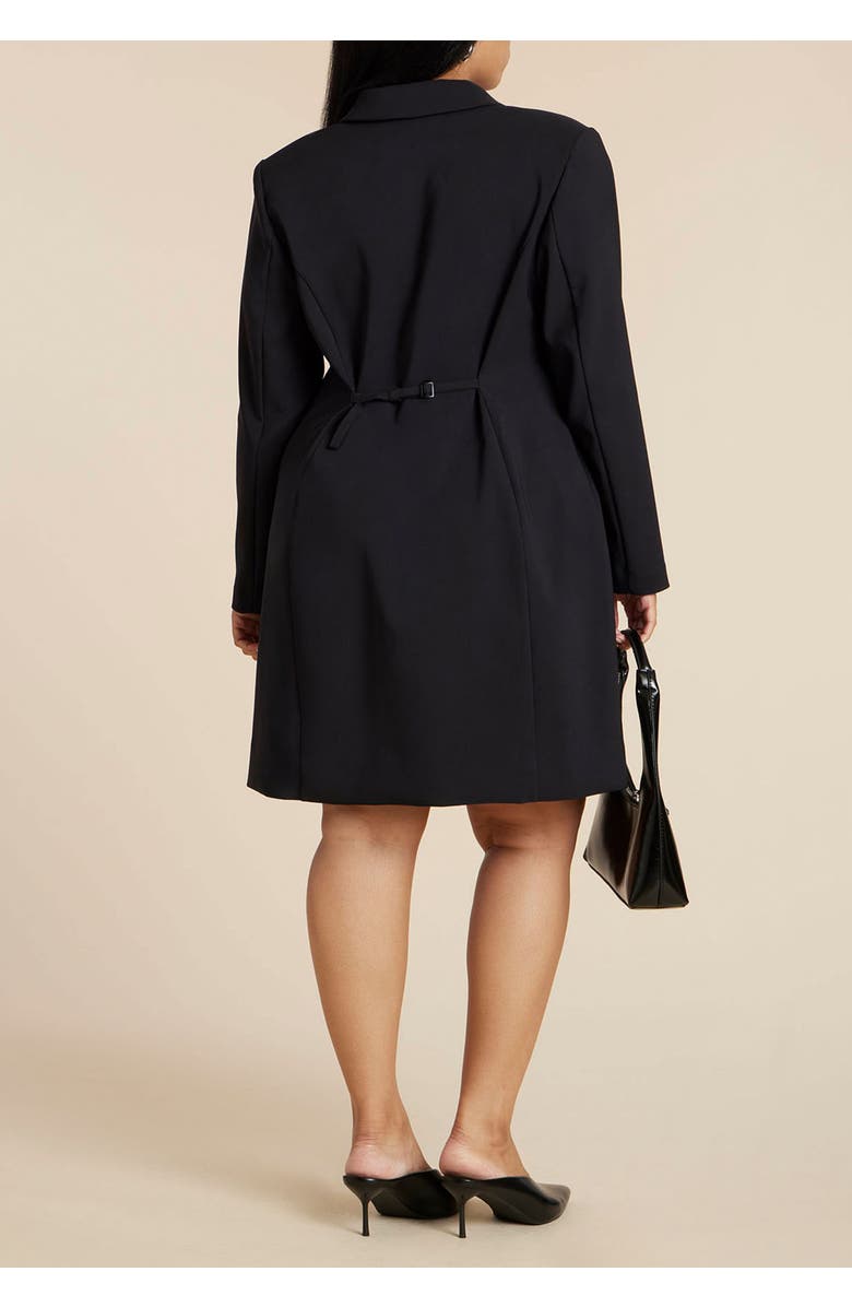 ELOQUII Long Sleeve Collared Mini Dress, Alternate, color, Black Onyx