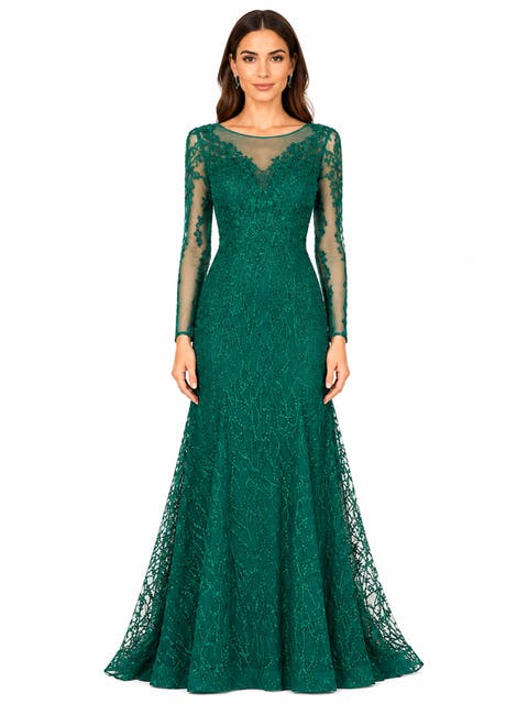 Beaded Faux-Wrap V-Neck Bridal Gown
