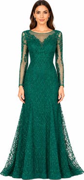 LARA New York Beaded Faux-Wrap V-Neck Bridal Gown