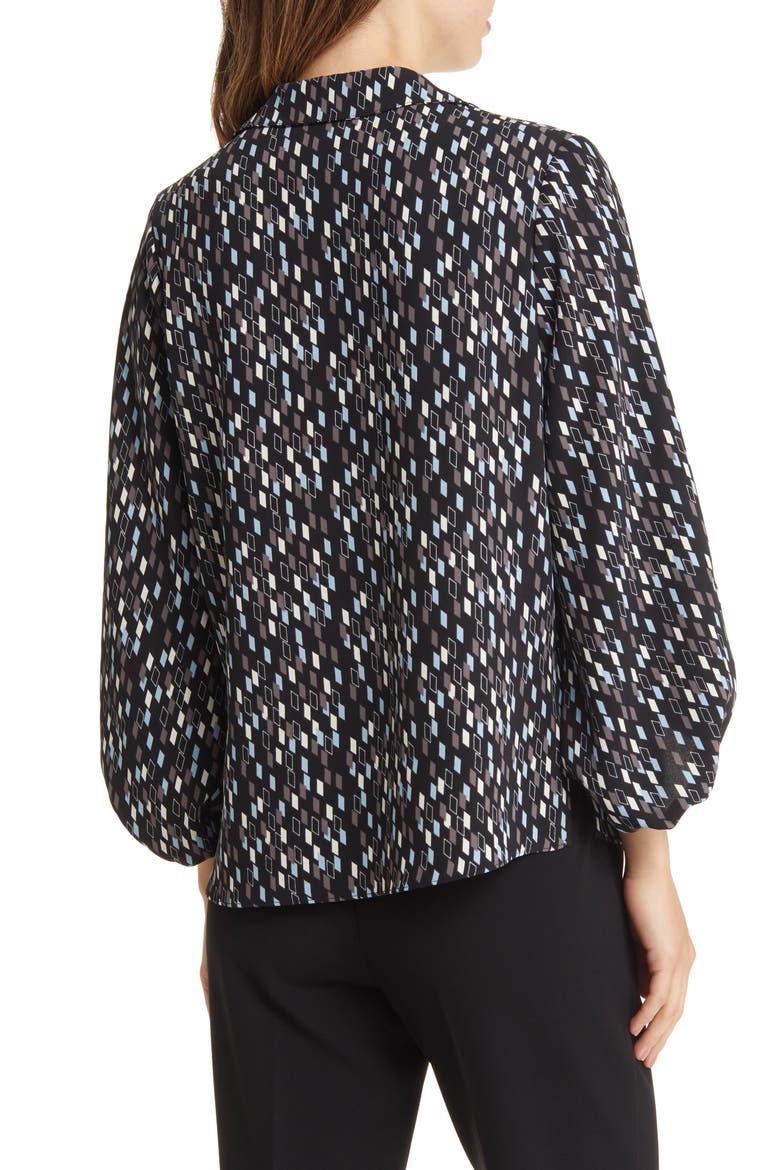 Poet Sleeve Top, Alternate, color, BLACK- GREY FLOATING GEO