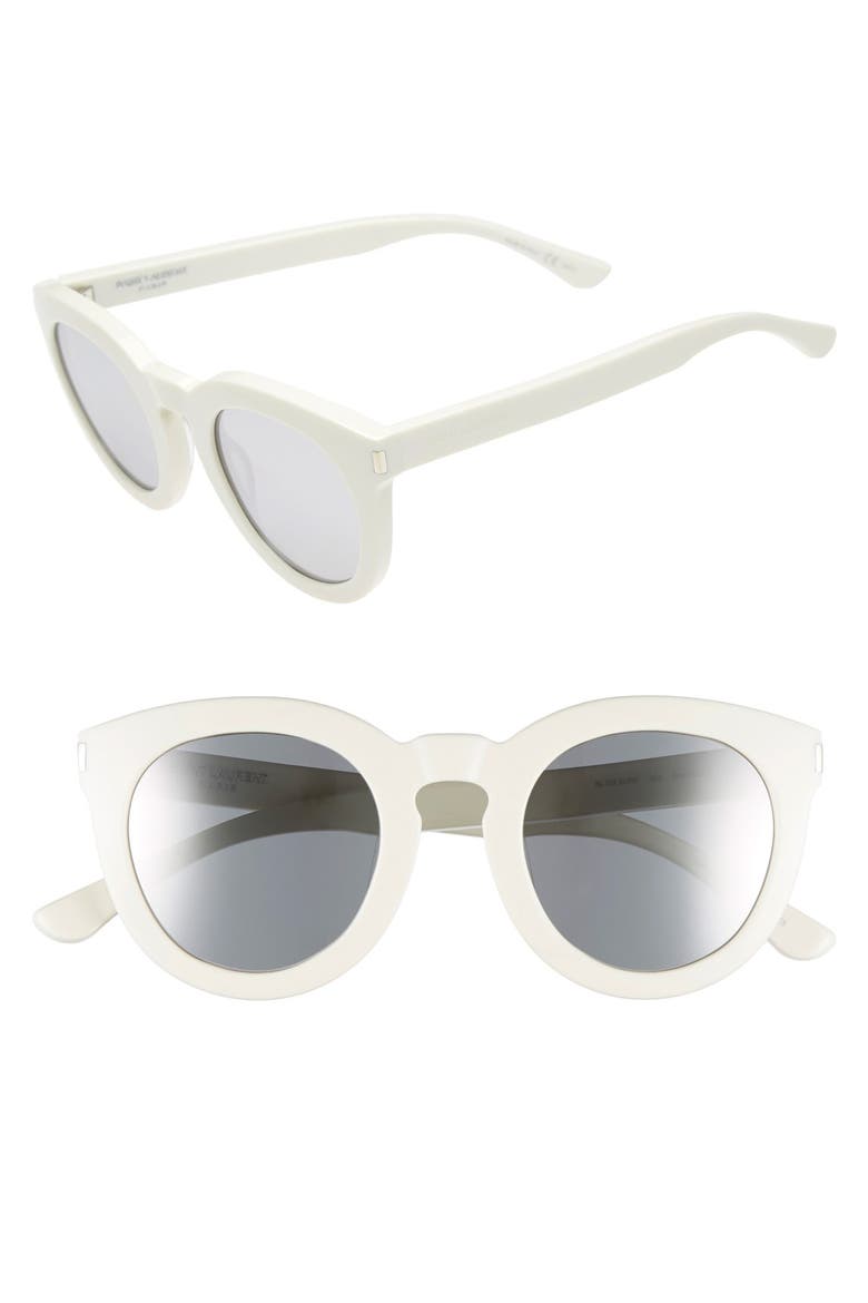 '102 Surf' 47mm Retro Sunglasses, Main, color, IVORY/ SILVER MIRROR