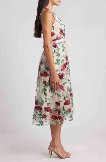 Dress Tahari Flats Nordstrom Tahari ASL Embroidered Midi Cocktail