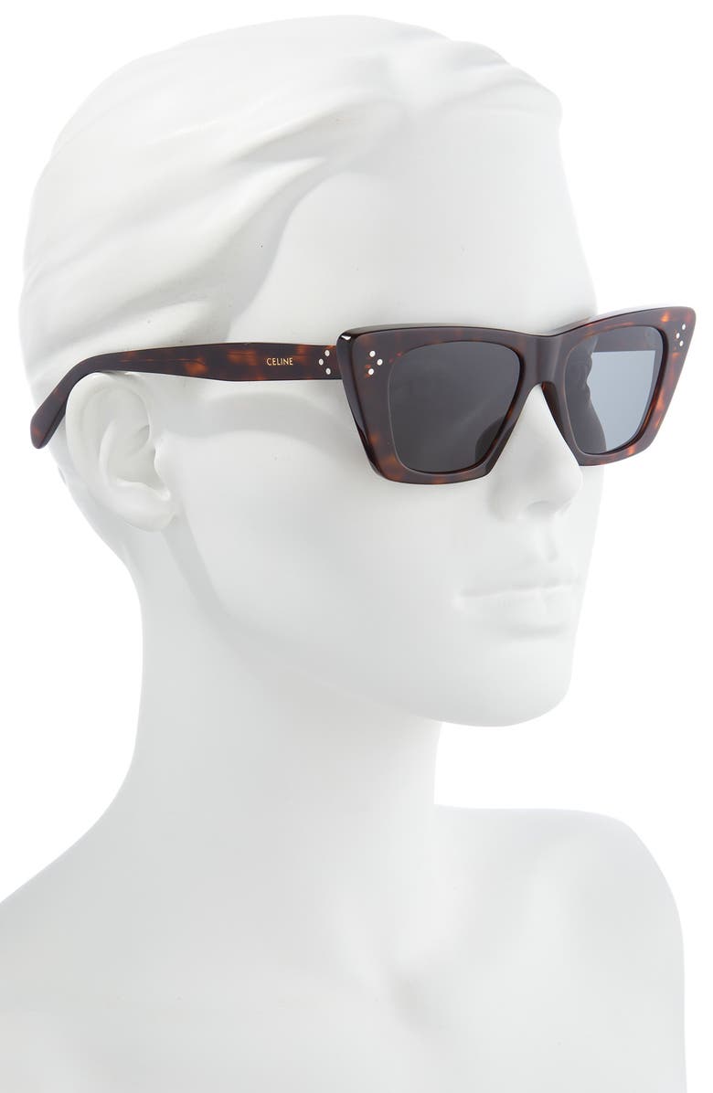 CELINE 54mm Cat Eye Sunglasses, Alternate, color, Dark Havana / Smoke