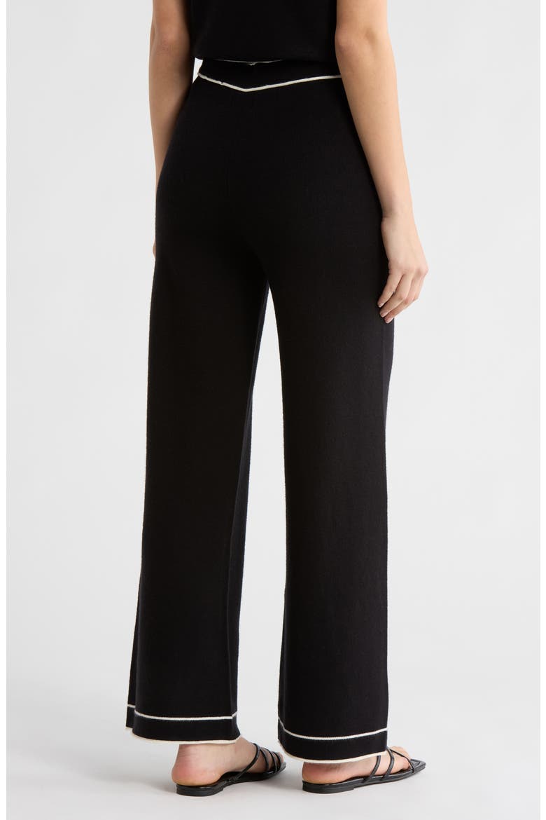 Piped Sweater Pants, Alternate, color, BLACK/ IVORY