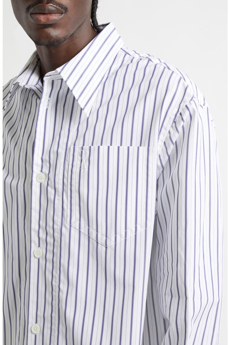 Stripe Cotton Poplin Button-Up Shirt, Alternate, color, BLANC/ ENCRE