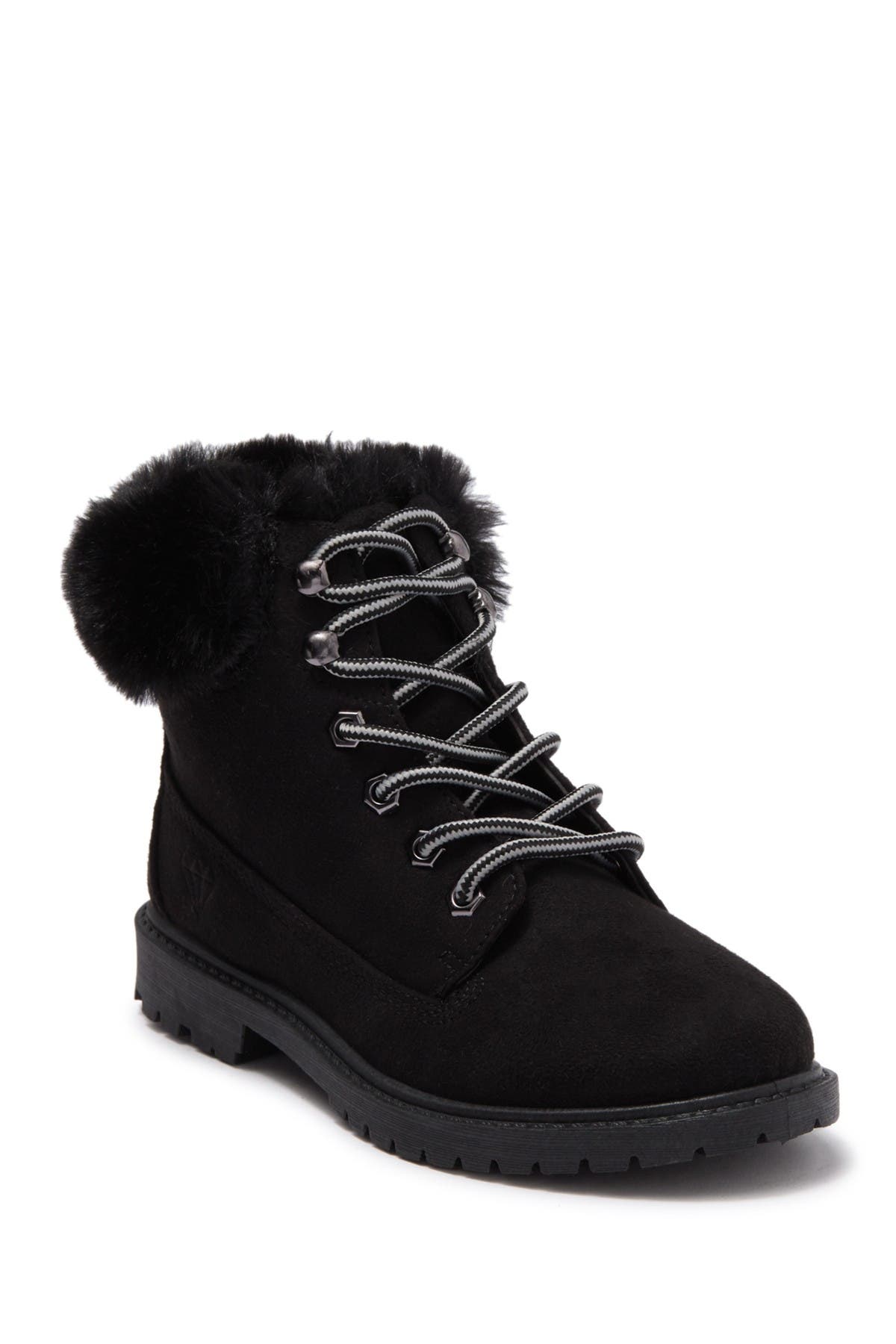 ZIGIny Faux Fur Cuff Lace Up Boot (Women) | Nordstromrack