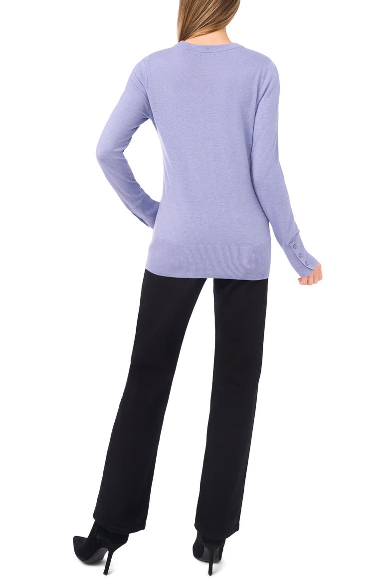 Button Cuff Crewneck Sweater, Alternate, color, STONEWASH