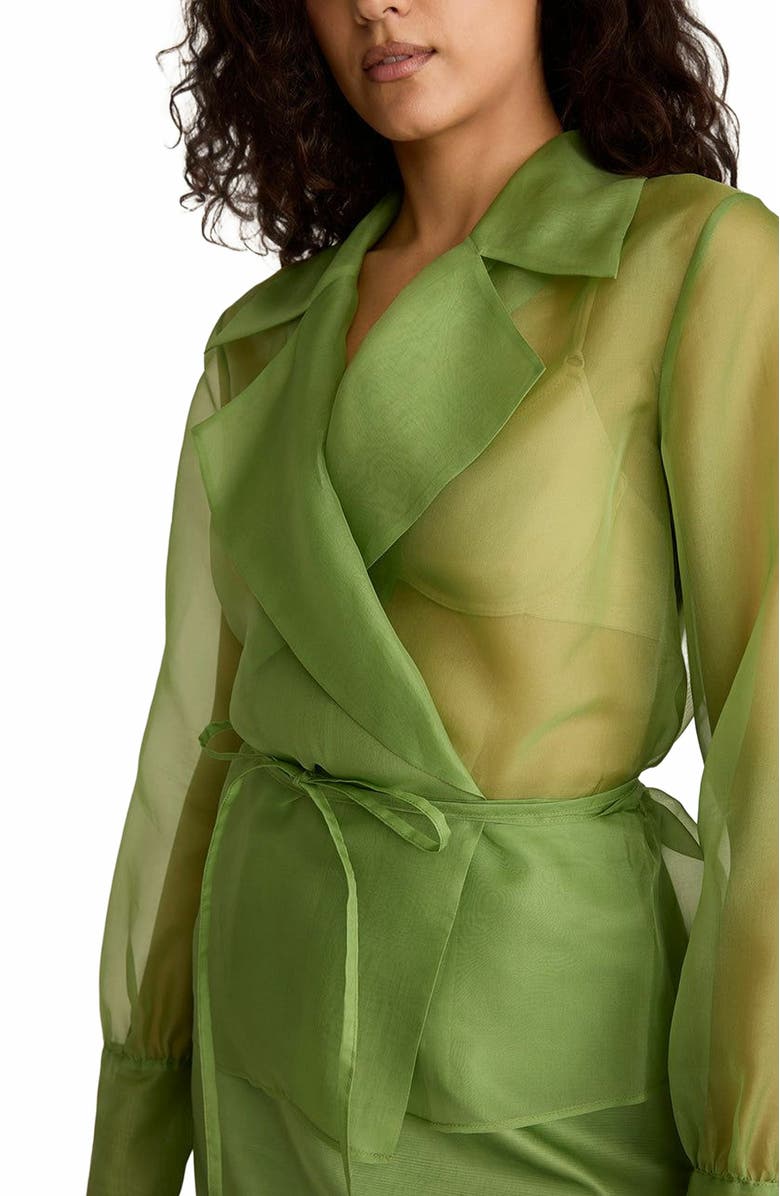 Rebecca Taylor Organza Wrap Shirt, Alternate, color, Fern