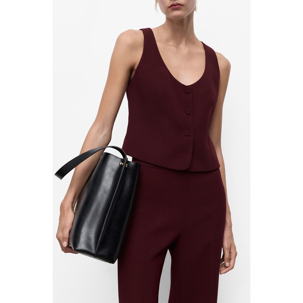 Mango Scoop Neck Vest In Burgundy