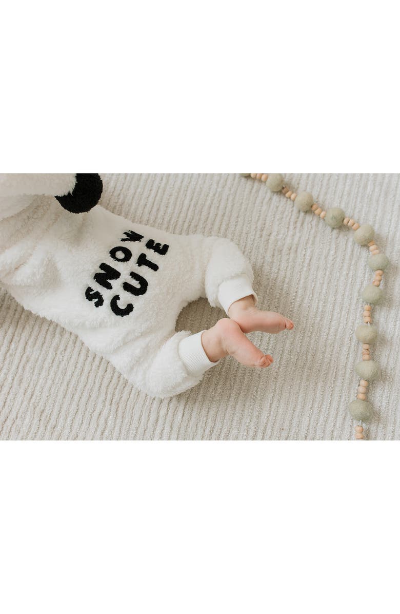 Petit Lem Snow Cute Snowman Fleece Hooded Romper, Alternate, color,